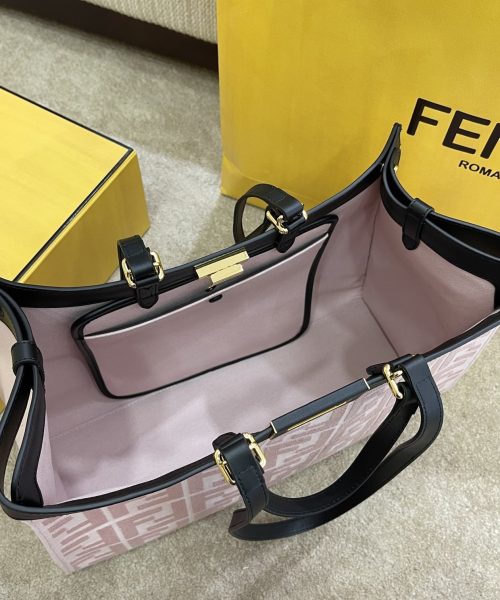 1:1 Replica Fendi Peekaboo X-tote Bag Pink Canvas For Women, Women's Handbags, Shoulder Bags 16.1in/41cm FF 8BH374