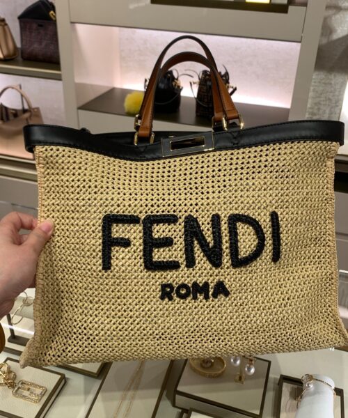 1:1 Replica Fendi Peekaboo X-tote Medium Woven Straw Tote Bag For Women, Women's Handbags 16.1in/41cm FF