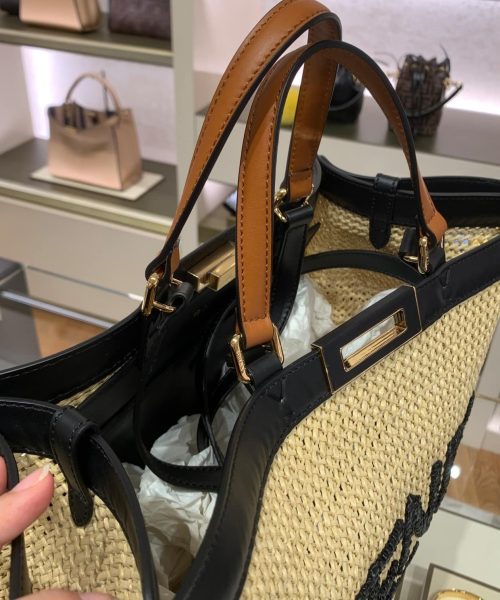 1:1 Replica Fendi Peekaboo X-tote Medium Woven Straw Tote Bag For Women, Women's Handbags 16.1in/41cm FF