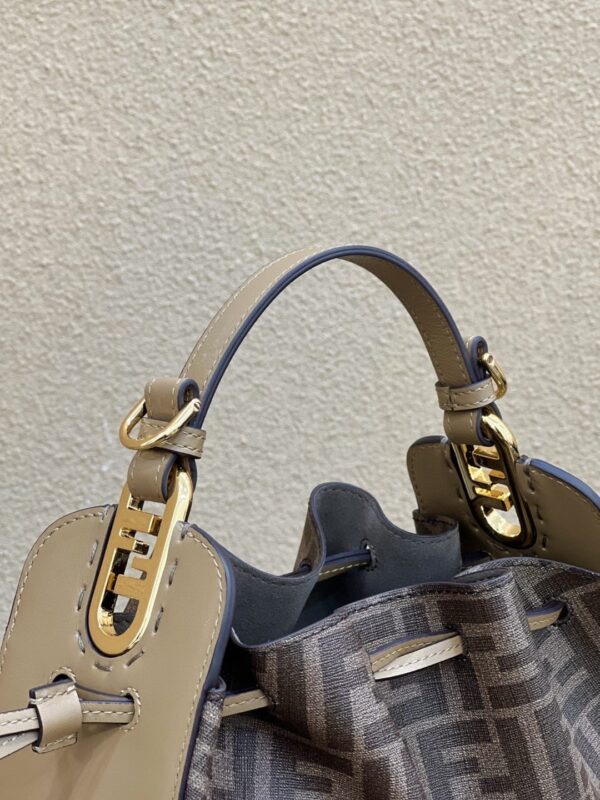 1:1 Replica Fendi Pomodorino Brown FF Fabric Mini Bag For Woman 17cm/6.5in 8BS059AHWVF1GE3