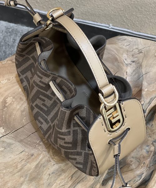 1:1 Replica Fendi Pomodorino Brown FF Fabric Mini Bag For Woman 17cm/6.5in 8BS059AHWVF1GE3