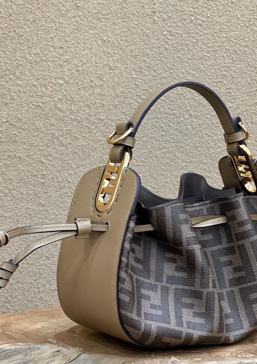 1:1 Replica Fendi Pomodorino Brown FF Fabric Mini Bag For Woman 17cm/6.5in 8BS059AHWVF1GE3 - Image 6