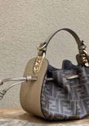 1:1 Replica Fendi Pomodorino Brown FF Fabric Mini Bag For Woman 17cm/6.5in 8BS059AHWVF1GE3