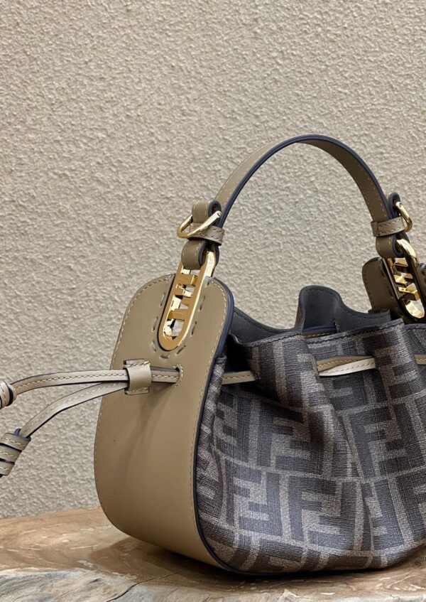 1:1 Replica Fendi Pomodorino Brown FF Fabric Mini Bag For Woman 17cm/6.5in 8BS059AHWVF1GE3