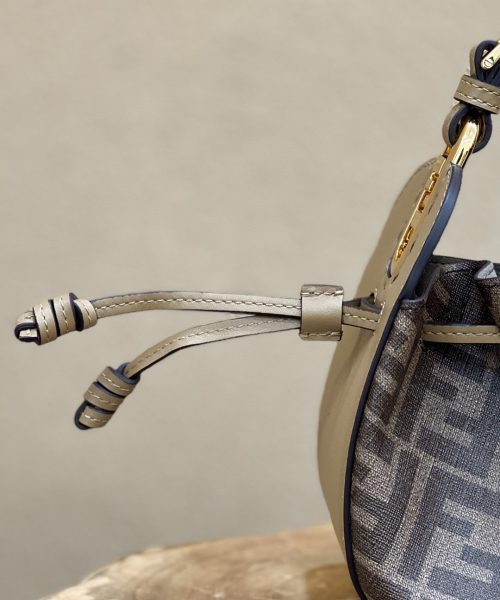 1:1 Replica Fendi Pomodorino Brown FF Fabric Mini Bag For Woman 17cm/6.5in 8BS059AHWVF1GE3