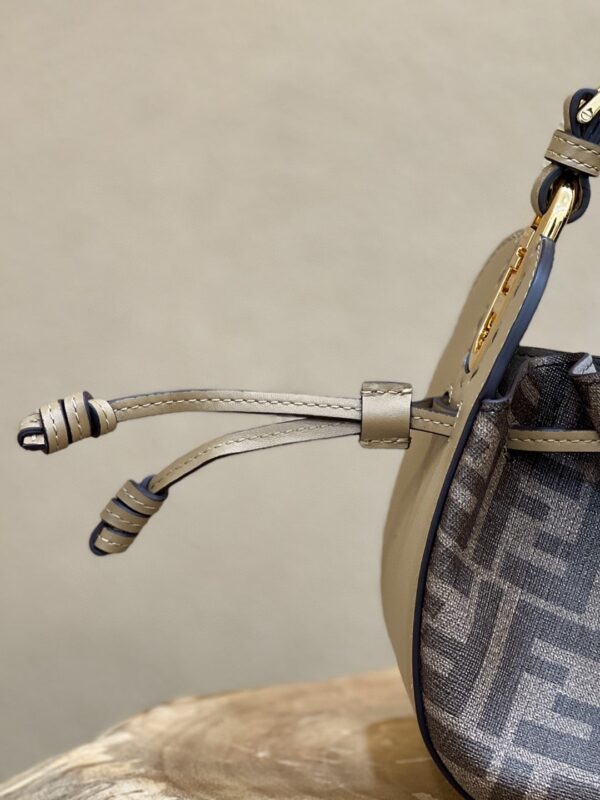 1:1 Replica Fendi Pomodorino Brown FF Fabric Mini Bag For Woman 17cm/6.5in 8BS059AHWVF1GE3