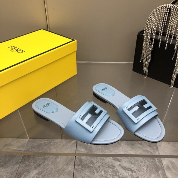Fendi Signature Light Blue Slides For Women 8R8136AE7TF18TF