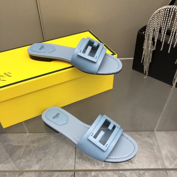 Fendi Signature Light Blue Slides For Women 8R8136AE7TF18TF