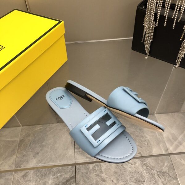 Fendi Signature Light Blue Slides For Women 8R8136AE7TF18TF