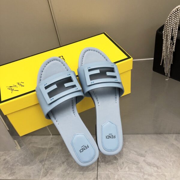 Fendi Signature Light Blue Slides For Women 8R8136AE7TF18TF