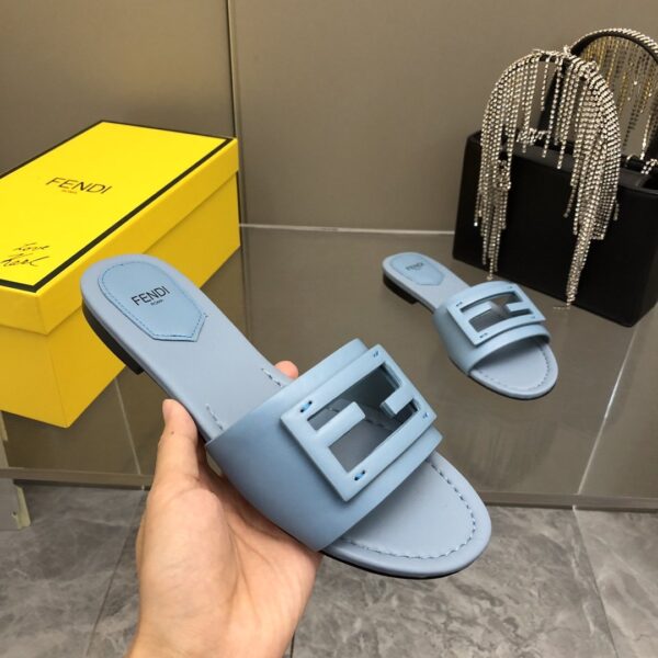Fendi Signature Light Blue Slides For Women 8R8136AE7TF18TF