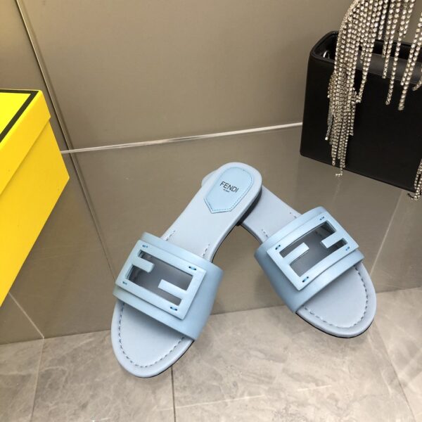 Fendi Signature Light Blue Slides For Women 8R8136AE7TF18TF