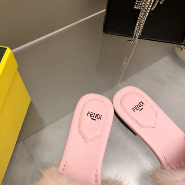 Fendi Signature Pink Mink Slides For Women