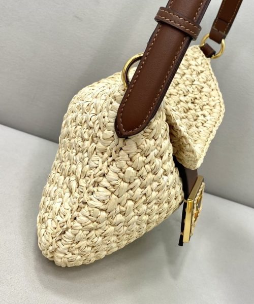1:1 Replica Fendi Small Croissant Hobo Bag Raffia For Women, Women's Handbags, Shoulder Bags 11.4in/29cm FF 8BR790AFGJF1E1B