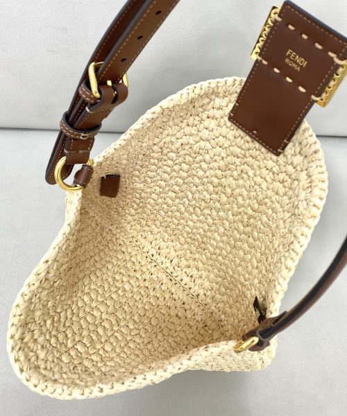 1:1 Replica Fendi Small Croissant Hobo Bag Raffia For Women, Women's Handbags, Shoulder Bags 11.4in/29cm FF 8BR790AFGJF1E1B