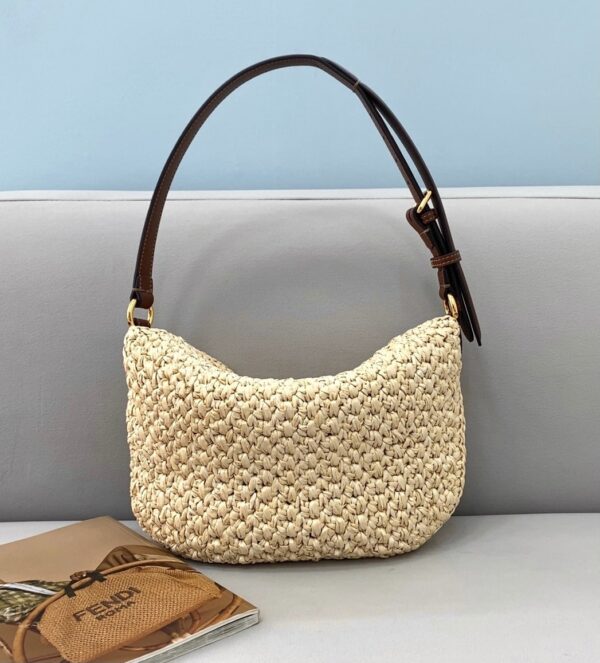 1:1 Replica Fendi Small Croissant Hobo Bag Raffia For Women, Women's Handbags, Shoulder Bags 11.4in/29cm FF 8BR790AFGJF1E1B