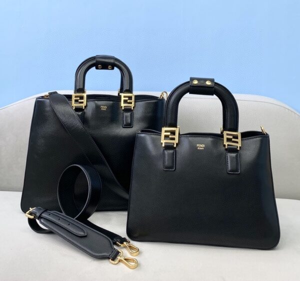 1:1 Replica Fendi Small FF Tote Shoulder Black Bag For Woman 30cm/12in
