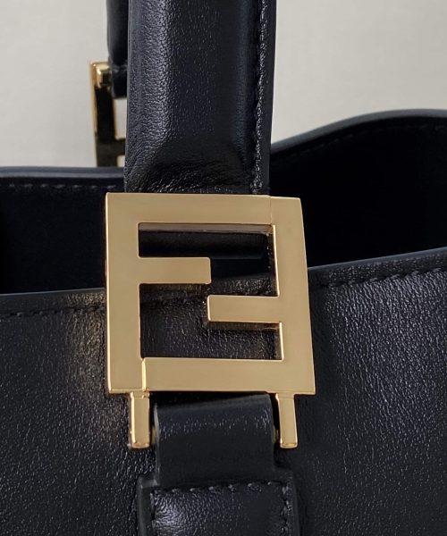 1:1 Replica Fendi Small FF Tote Shoulder Black Bag For Woman 30cm/12in