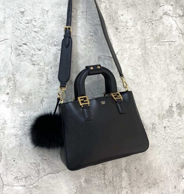 1:1 Replica Fendi Small FF Tote Shoulder Black Bag For Woman 30cm/12in