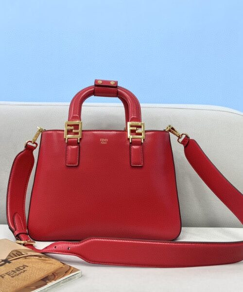 1:1 Replica Fendi Small FF Tote Shoulder Red Bag For Woman 30cm/12in