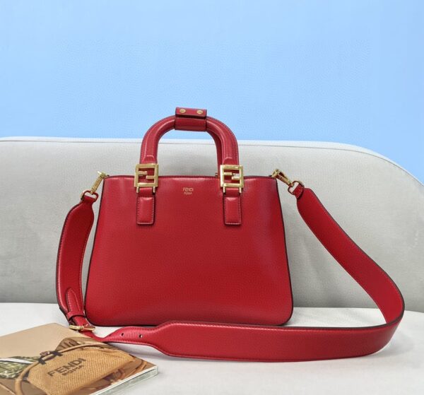 1:1 Replica Fendi Small FF Tote Shoulder Red Bag For Woman 30cm/12in