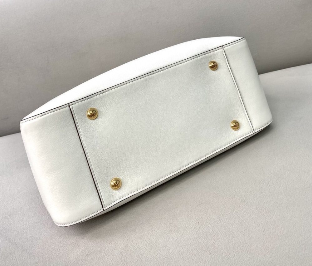 1:1 Replica Fendi Small FF Tote Shoulder White Bag For Woman 30cm/12in - Image 8