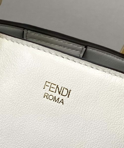 1:1 Replica Fendi Small FF Tote Shoulder White Bag For Woman 30cm/12in
