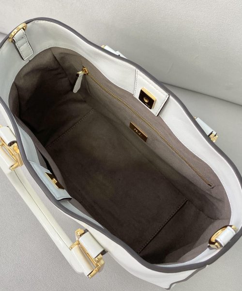 1:1 Replica Fendi Small FF Tote Shoulder White Bag For Woman 30cm/12in