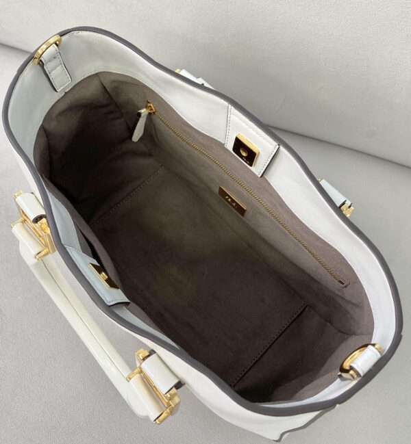 1:1 Replica Fendi Small FF Tote Shoulder White Bag For Woman 30cm/12in