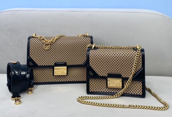 1:1 Replica Fendi Small Kan U Black and Brown Bag For Woman 19cm/7.5in485