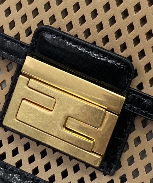 1:1 Replica Fendi Small Kan U Black and Brown Bag For Woman 19cm/7.5in485
