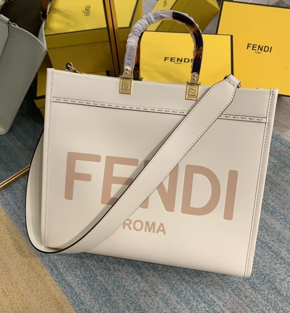 1:1 Replica Fendi Sunshine Handle Bag White For Women, Women's Handbags, Shoulder And Crossbody Bags 14.2in/36cm FF 8BH386ABVLF0K7E