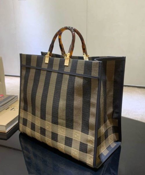1:1 Replica Fendi Sunshine Large Canvas Tote Bag Brown For Women, Women's Handbags, Shoulder Bags 15.7in/40cm FF 8BH372ABVTF1BAH