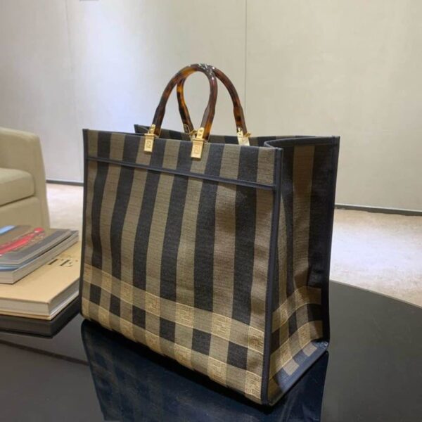 1:1 Replica Fendi Sunshine Large Canvas Tote Bag Brown For Women, Women's Handbags, Shoulder Bags 15.7in/40cm FF 8BH372ABVTF1BAH