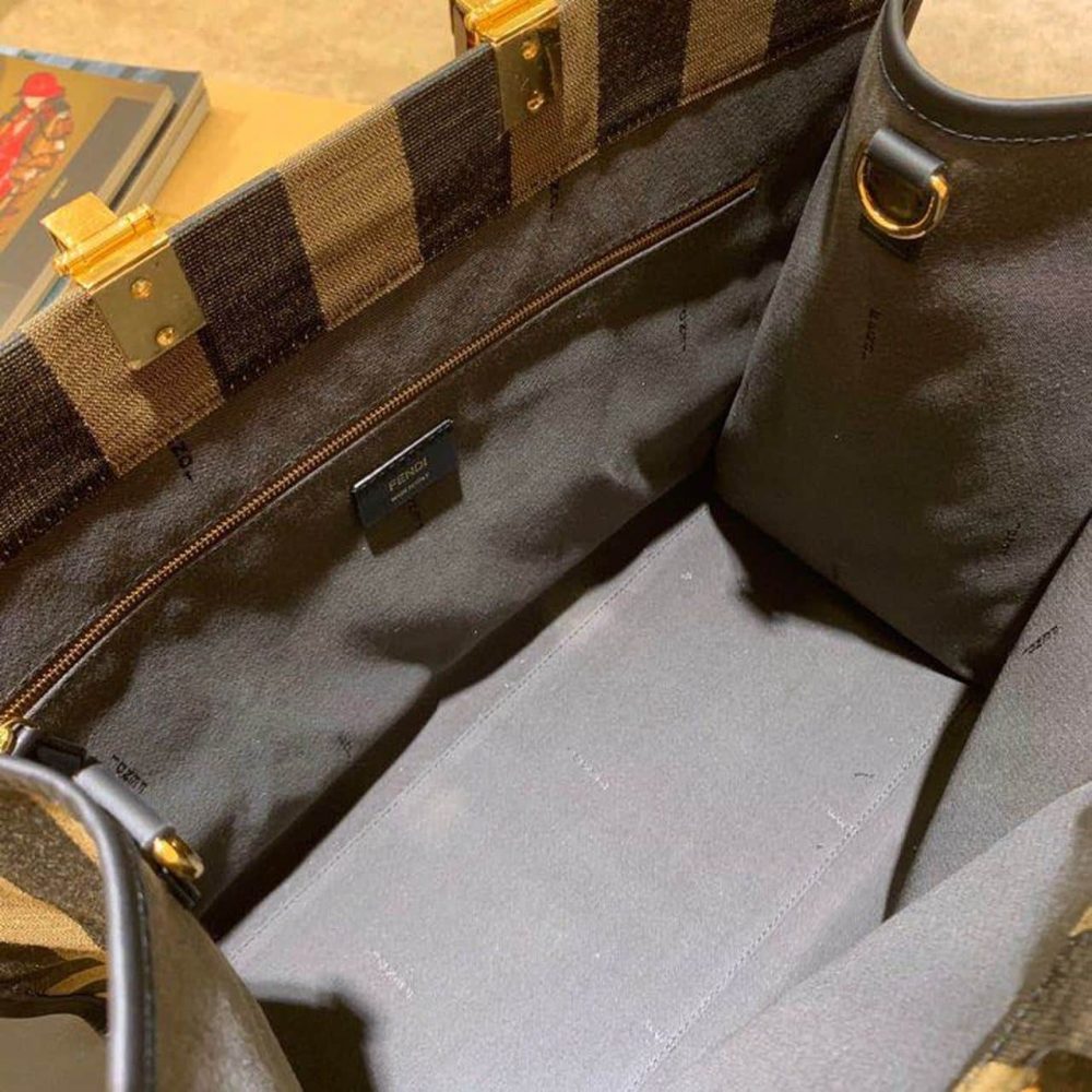 1:1 Replica Fendi Sunshine Large Canvas Tote Bag Brown For Women, Women's Handbags, Shoulder Bags 15.7in/40cm FF 8BH372ABVTF1BAH - Image 10