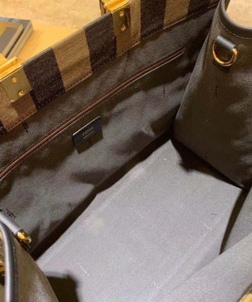 1:1 Replica Fendi Sunshine Large Canvas Tote Bag Brown For Women, Women's Handbags, Shoulder Bags 15.7in/40cm FF 8BH372ABVTF1BAH