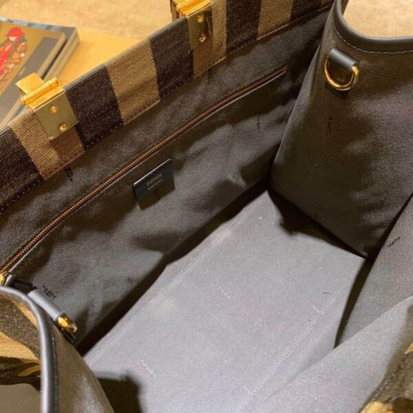 1:1 Replica Fendi Sunshine Large Canvas Tote Bag Brown For Women, Women's Handbags, Shoulder Bags 15.7in/40cm FF 8BH372ABVTF1BAH