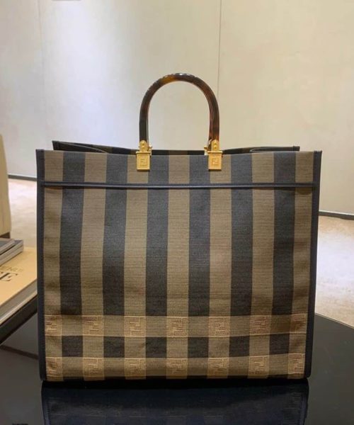 1:1 Replica Fendi Sunshine Large Canvas Tote Bag Brown For Women, Women's Handbags, Shoulder Bags 15.7in/40cm FF 8BH372ABVTF1BAH