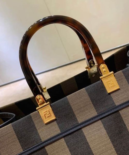 1:1 Replica Fendi Sunshine Large Canvas Tote Bag Brown For Women, Women's Handbags, Shoulder Bags 15.7in/40cm FF 8BH372ABVTF1BAH