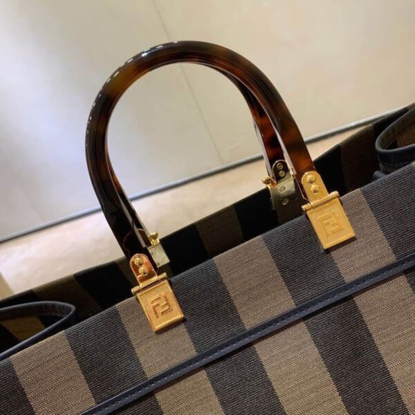 1:1 Replica Fendi Sunshine Large Canvas Tote Bag Brown For Women, Women's Handbags, Shoulder Bags 15.7in/40cm FF 8BH372ABVTF1BAH