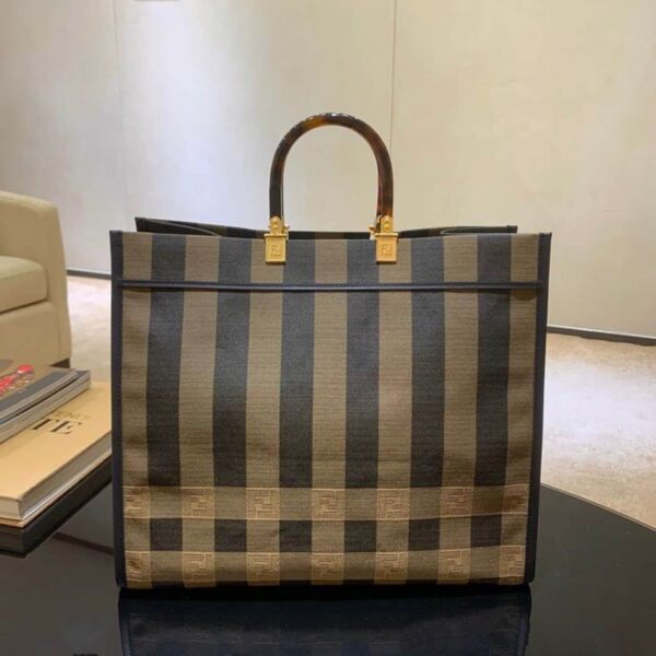 1:1 Replica Fendi Sunshine Large Canvas Tote Bag Brown For Women, Women's Handbags, Shoulder Bags 15.7in/40cm FF 8BH372ABVTF1BAH