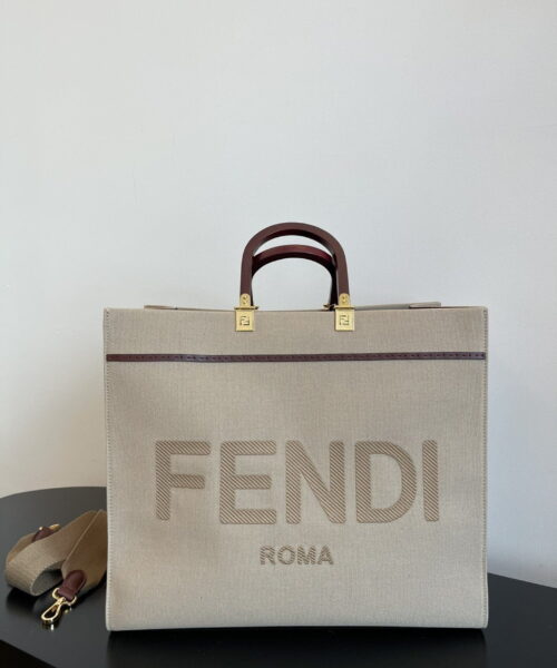 1:1 Replica Fendi Sunshine Large Tote Bag Beige For Women, Women's Handbags, Shoulder Bags 15.7in/40cm FF 8BH372