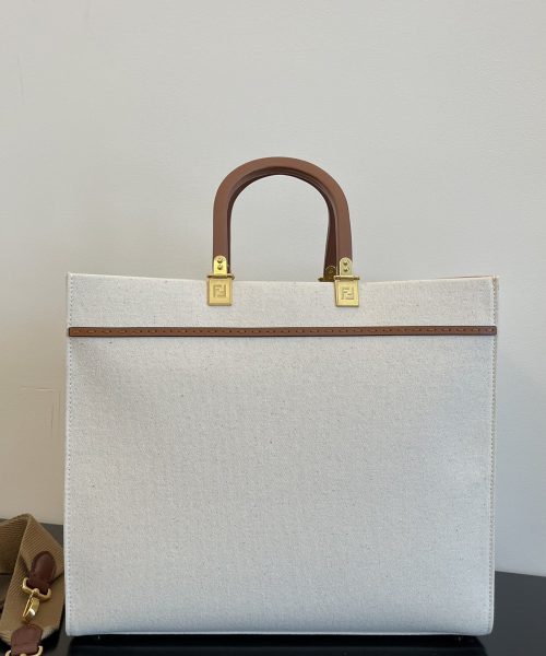 1:1 Replica Fendi Sunshine Large Tote Bag Light Grey For Women, Women's Handbags, Shoulder Bags 15.7in/40cm FF 8BH372