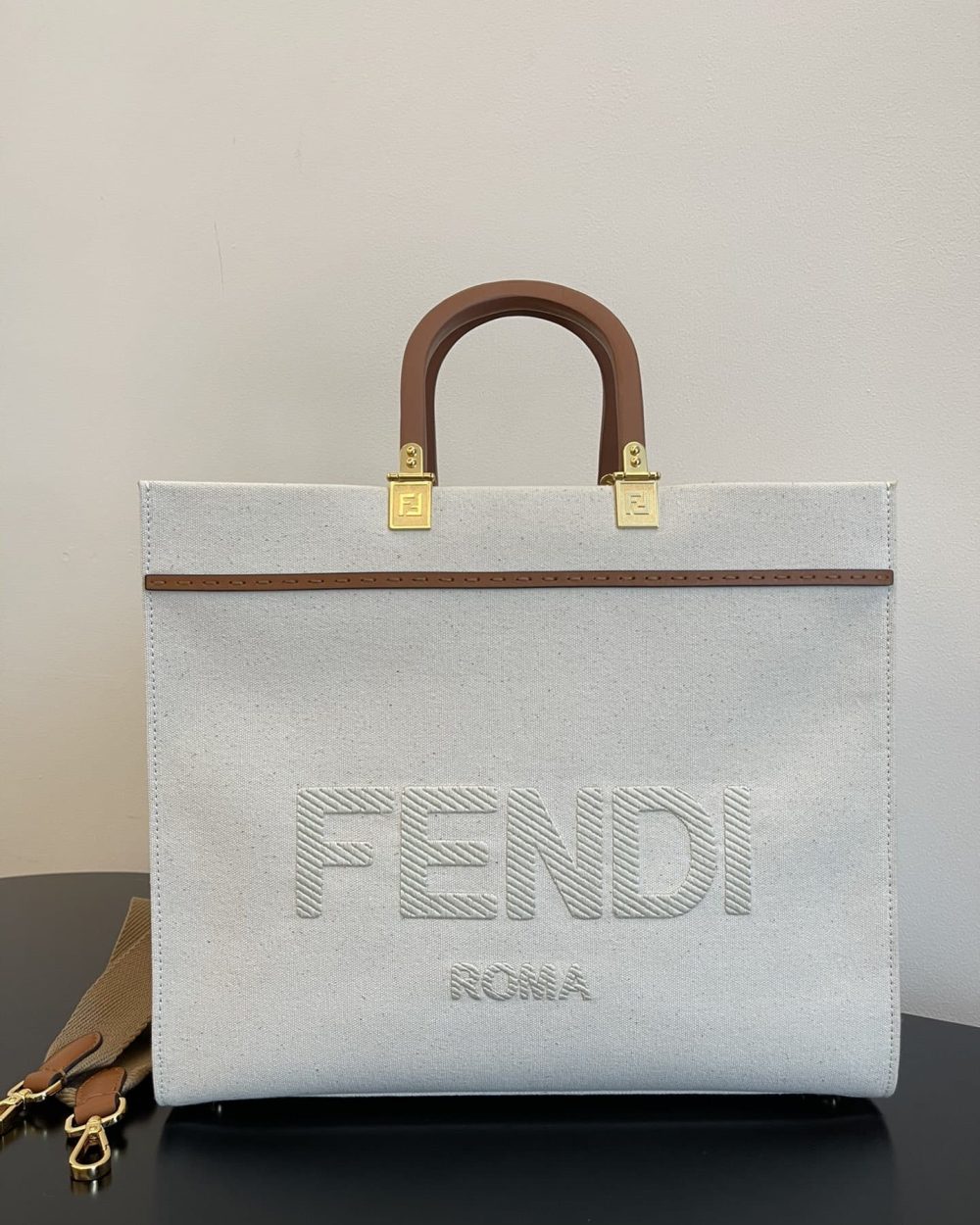 1:1 Replica Fendi Sunshine Large Tote Bag Light Grey For Women, Women's Handbags, Shoulder Bags 15.7in/40cm FF 8BH372