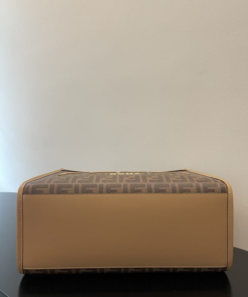 1:1 Replica Fendi Sunshine Medium Brown FF jacquard fabric shopper Bag For Woman 31cm/12in