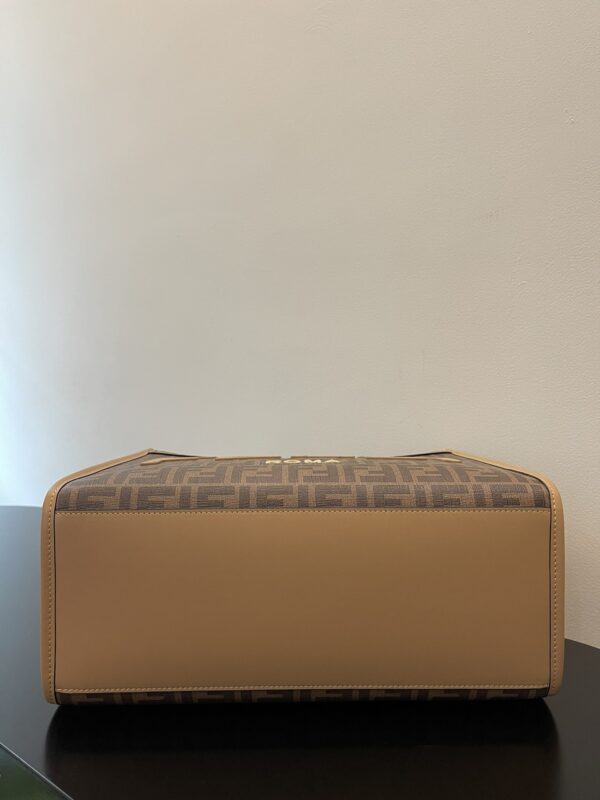 1:1 Replica Fendi Sunshine Medium Brown FF jacquard fabric shopper Bag For Woman 31cm/12in