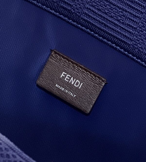 1:1 Replica Fendi Sunshine Medium Navy Blue FF fabric shopper Bag For Woman 31cm/12in