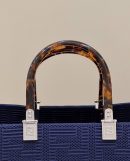 1:1 Replica Fendi Sunshine Medium Navy Blue FF fabric shopper Bag For Woman 31cm/12in