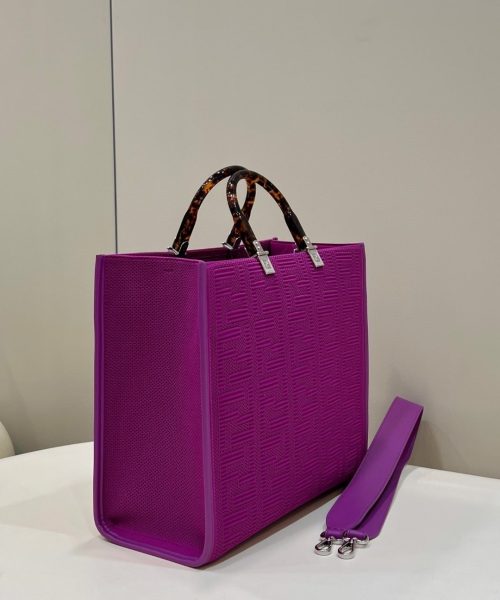 1:1 Replica Fendi Sunshine Medium Purple FF fabric shopper Bag For Woman 31cm/12in 8BH386AHWCF037T