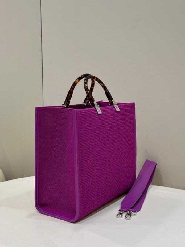 1:1 Replica Fendi Sunshine Medium Purple FF fabric shopper Bag For Woman 31cm/12in 8BH386AHWCF037T